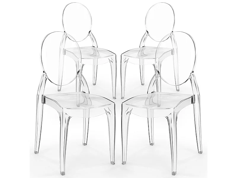 Lot de 4 chaises de salle à manger transparentes - Style Victoria  Transparent