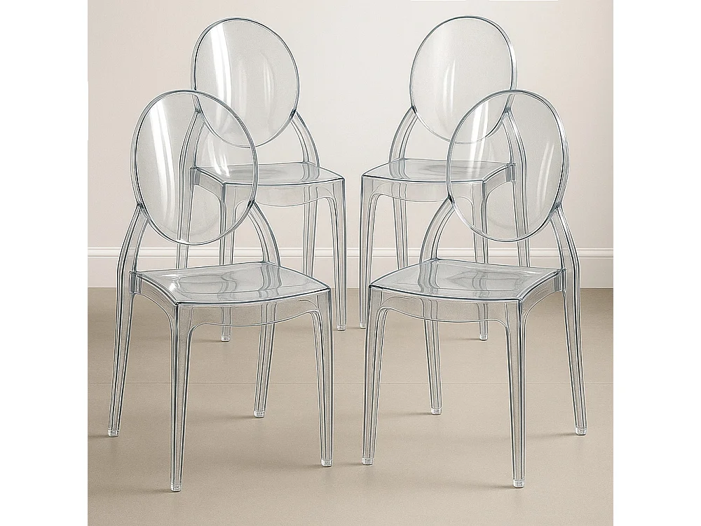 Lot de 4 chaises de salle à manger transparentes - Style Victoria  Transparent