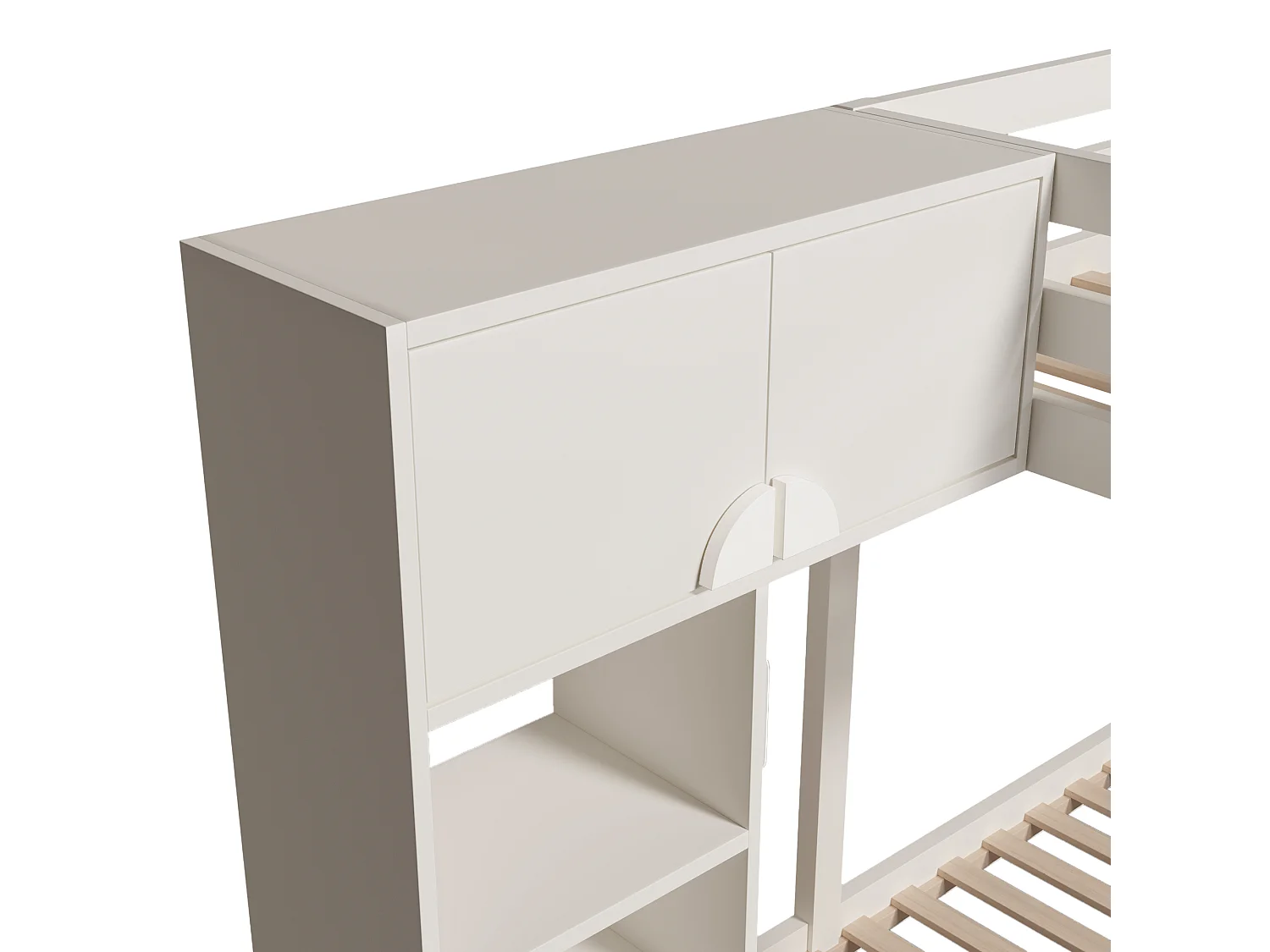 Litera infantil de 90x200 cm con 3 cajones, 2 puertas y luz nocturna LED - Blanca