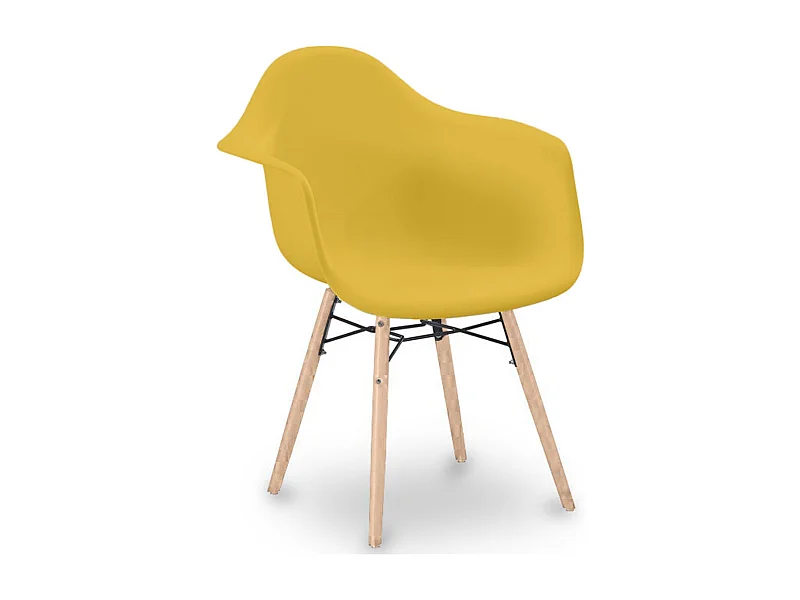 Chaise de Salle à Manger Design Scandinave - Pieds en Bois - Nordika Jaune pâle