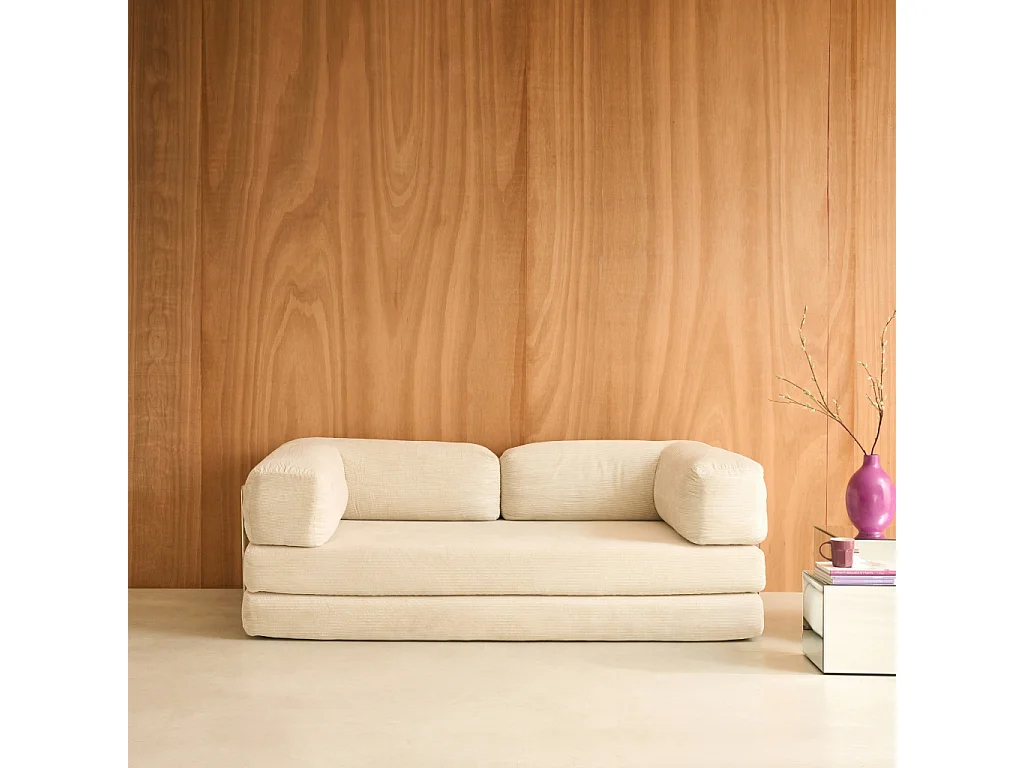 Sofá cama envasado al vacío plegable futón de pana con estructura
