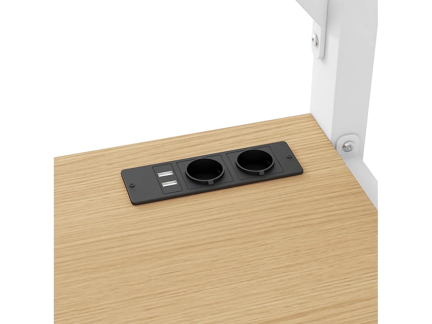 Kinderhoogslaper 140x200cm met USB, LED, bureau en 3 lades - MDF en metaal - Wit