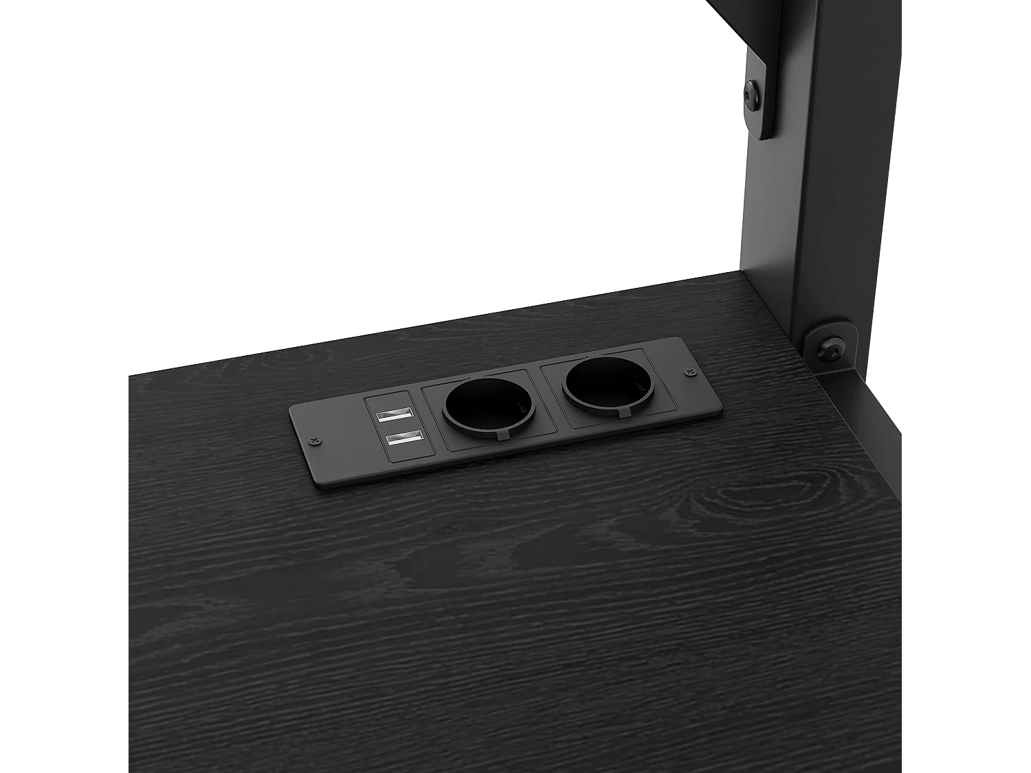 Lit mezzanine enfant 140x200cm avec USB, LED, bureau et 3 tiroirs - MDF et métal -Noir