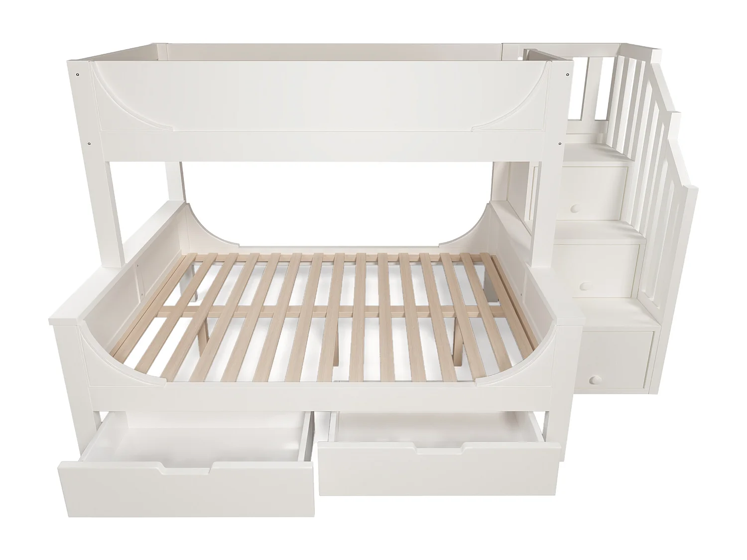 Beliche de 90x200cm e 140x200cm com 2 gavetas e escada de arrumação - Branco