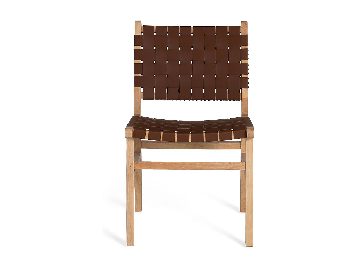 Ensemble de 2 chaises en bois d'hévéa avec une finition naturelle