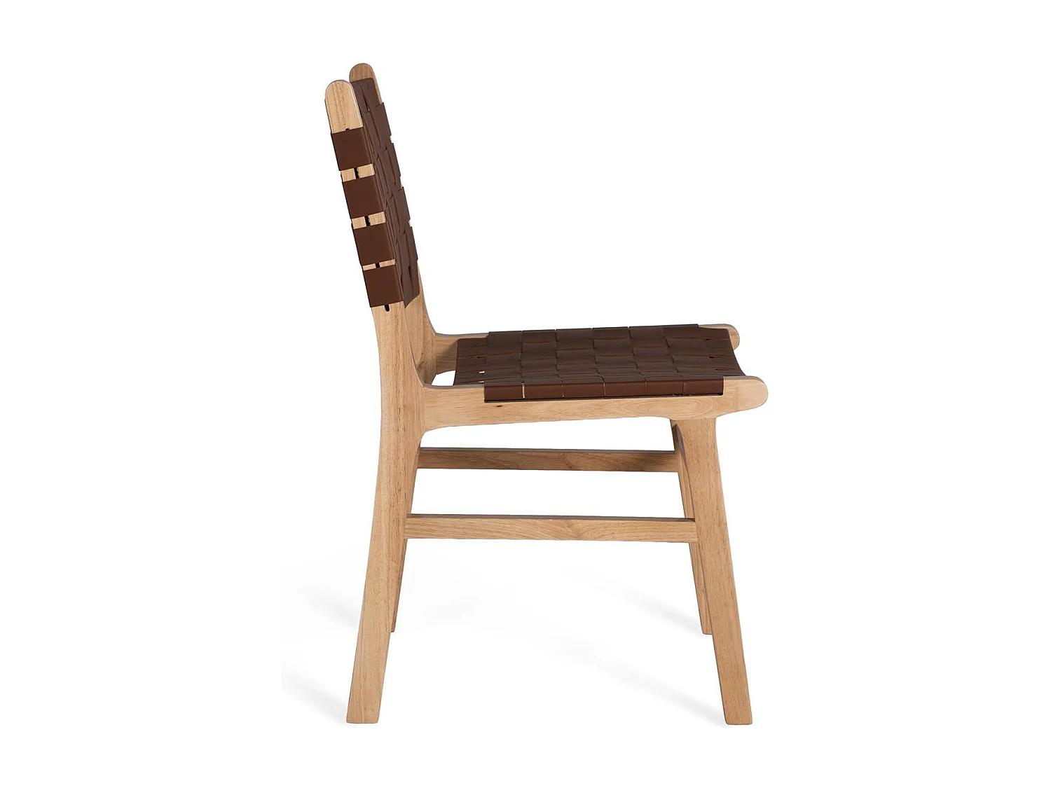 Ensemble de 2 chaises en bois d'hévéa avec une finition naturelle