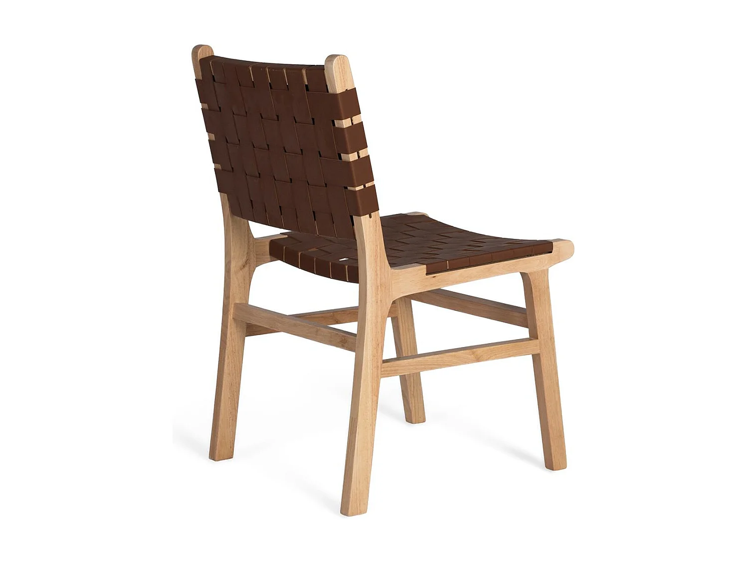 Ensemble de 2 chaises en bois d'hévéa avec une finition naturelle