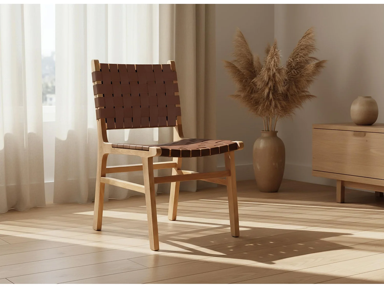 Silla de Madera de Caucho 50 Cm Estilo Contemporáneo-86x50x57