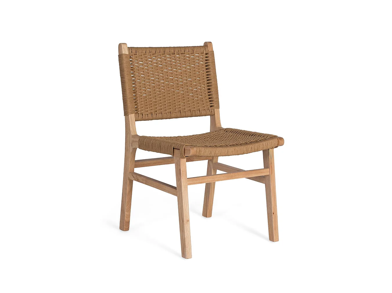 Ensemble de 2 chaises en bois d'hévéa avec une finition naturelle