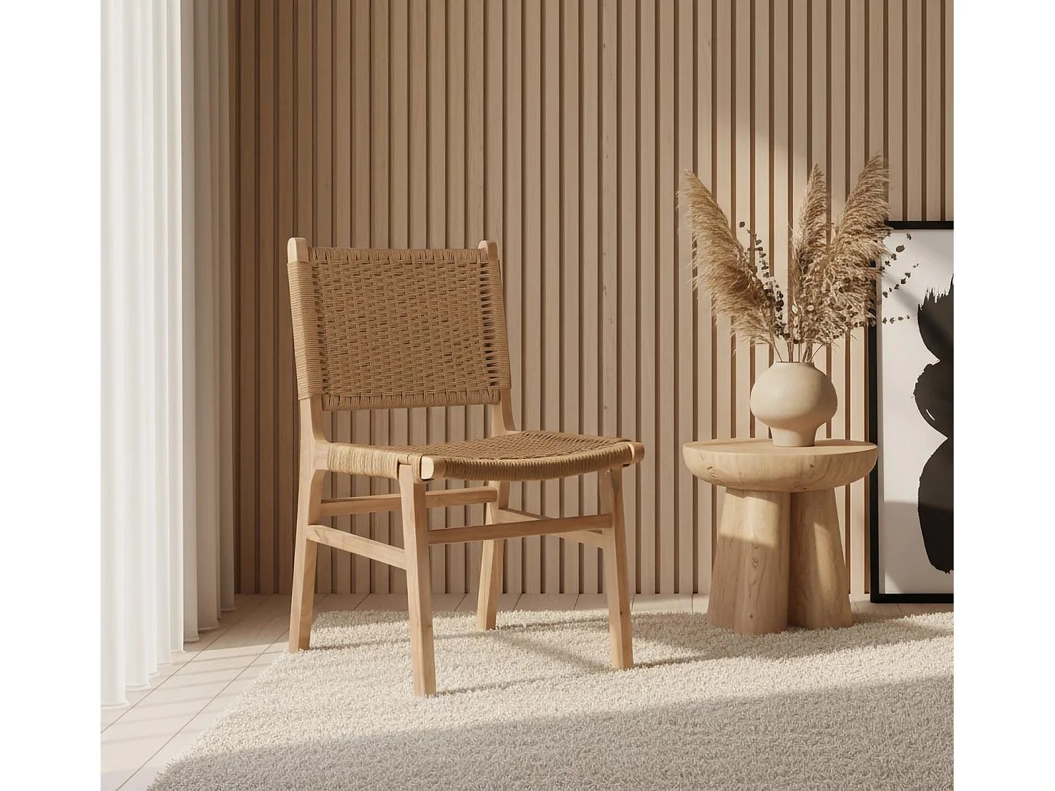 Silla de Madera de Caucho 50 Cm Estilo Contemporáneo-86x50x57