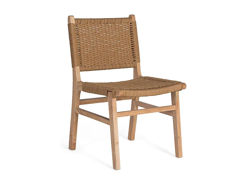 Ensemble de 2 chaises en bois d'hévéa avec une finition naturelle