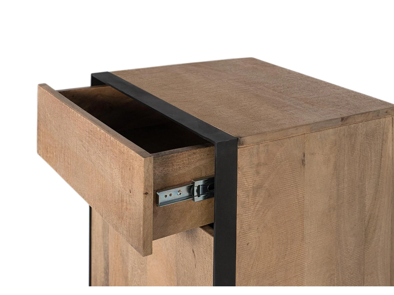 Mesitas de Noche de Madera de Mango 45 Cm Estilo Industrial Moderno-66x45x45