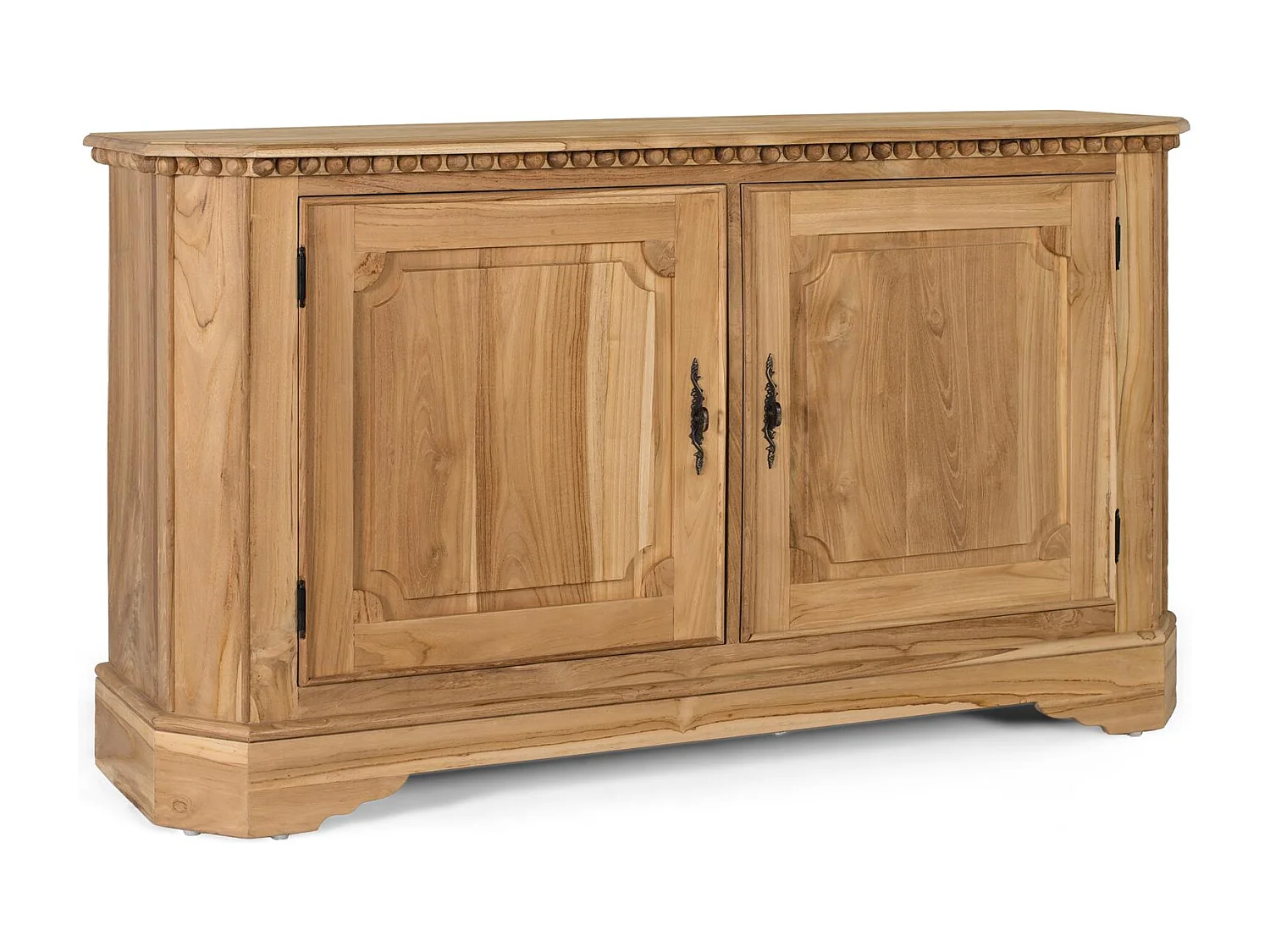 Buffet à 2 portes et 2 étagères intérieures en bois de teck 150 cm