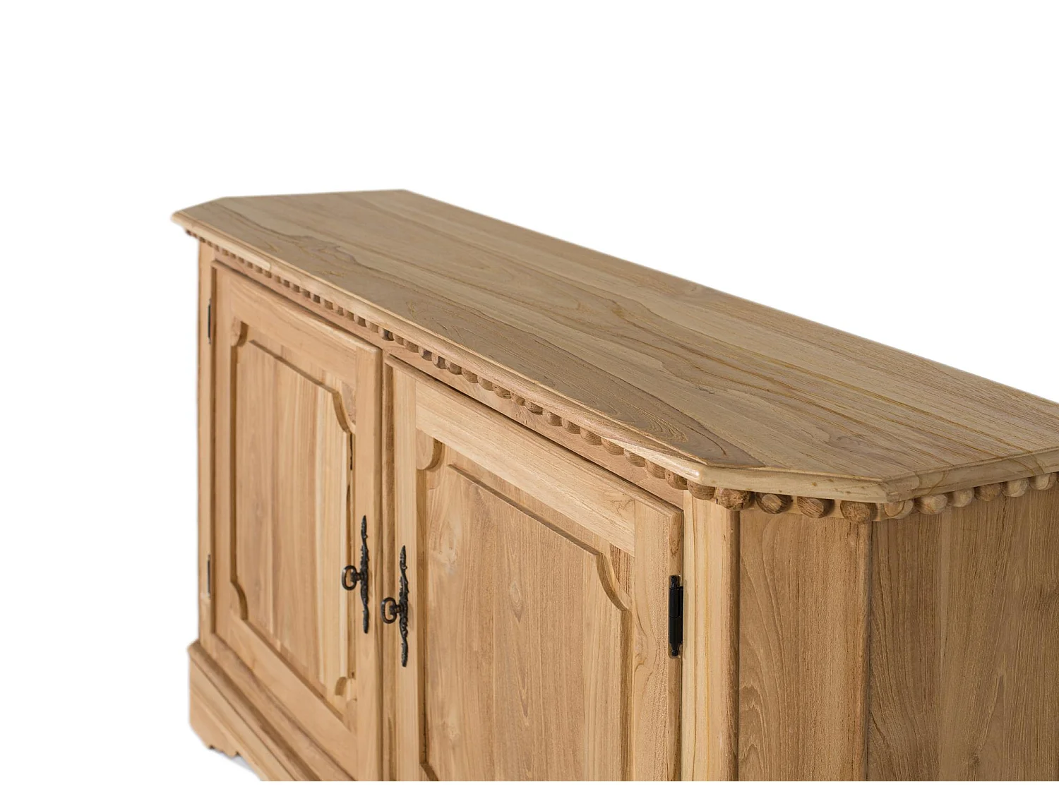 Buffet à 2 portes et 2 étagères intérieures en bois de teck 150 cm