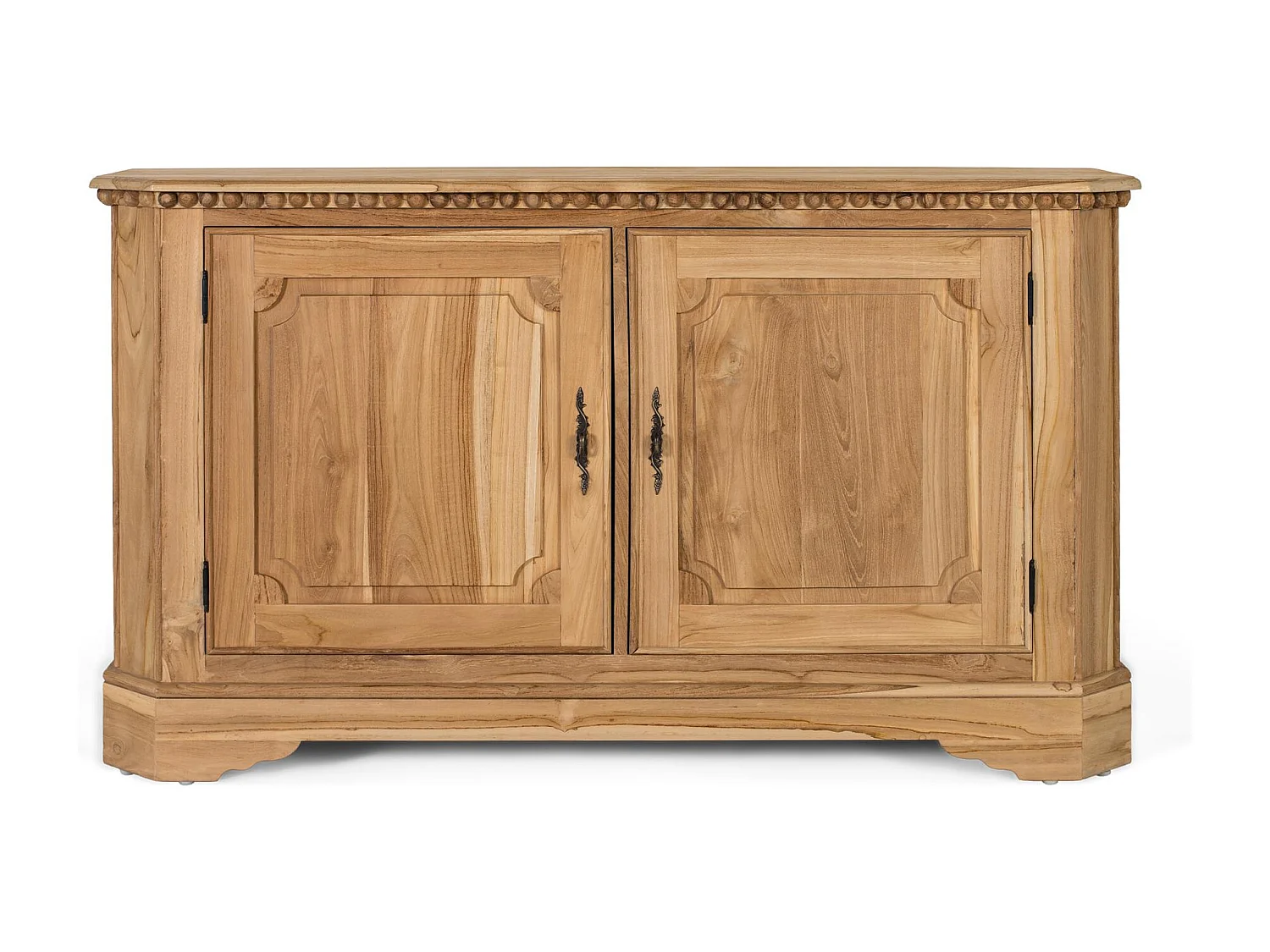 Buffet à 2 portes et 2 étagères intérieures en bois de teck 150 cm