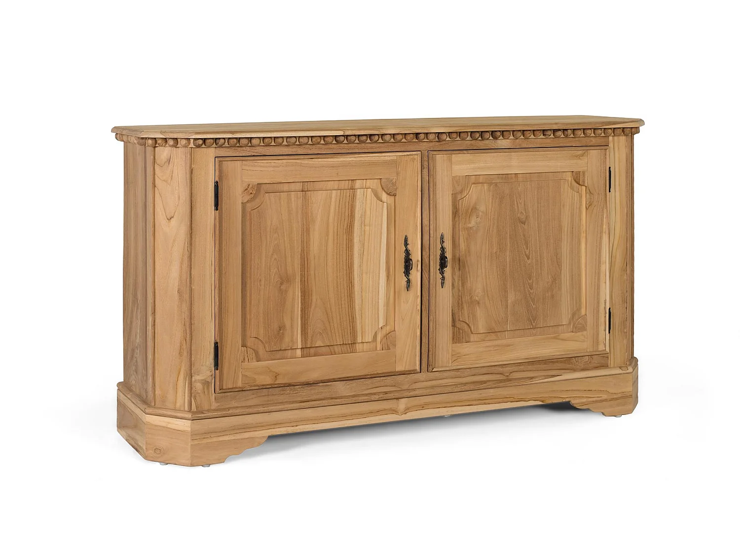 Dressoir met twee deuren en twee binnenplanken in teakhout, 150 cm