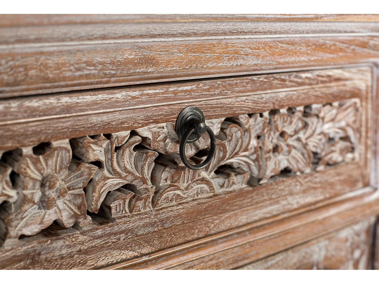 Komoda z dwiema szufladami i dwoma drzwiami frontowymi z drewna tekowego, 100 cm