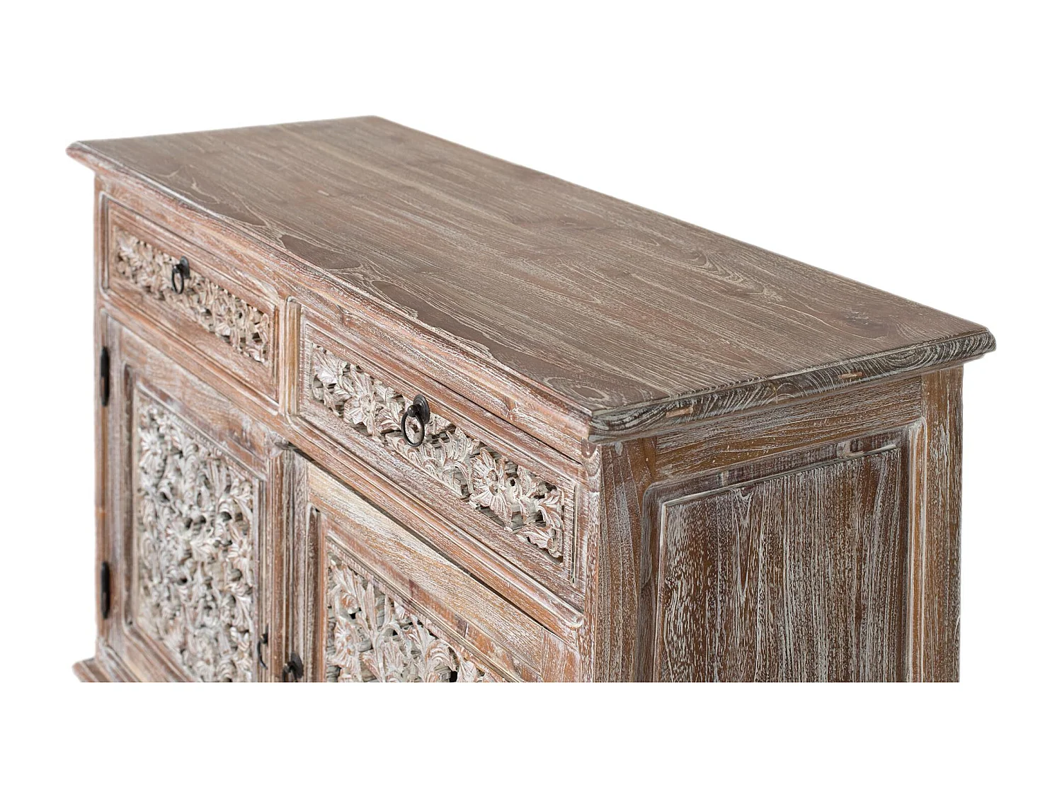 Buffet à deux tiroirs et deux portes en teck 100 cm