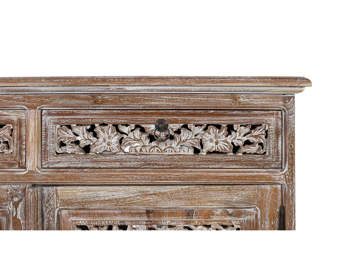 Buffet à deux tiroirs et deux portes en teck 100 cm