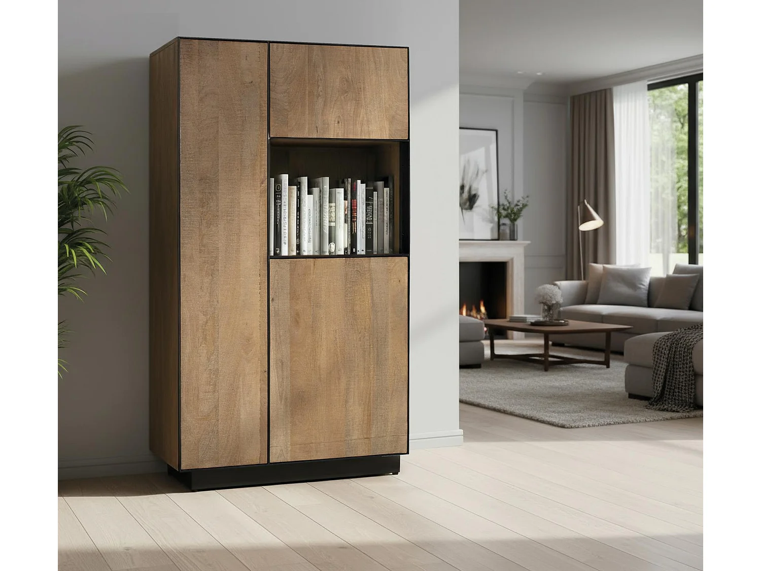 Buffet en bois de manguier de style industriel moderne - 141 x 90 x 47