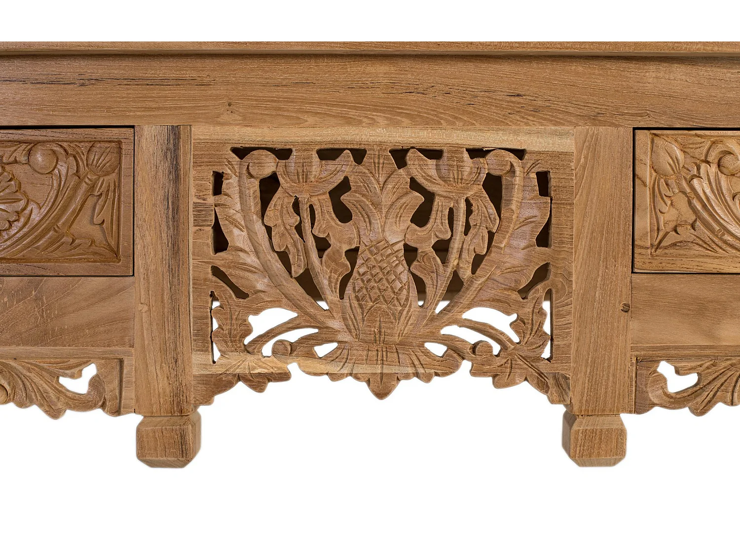 Console en bois de teck 100 cm, style ethnique oriental - 78 x 100 x 37 cm