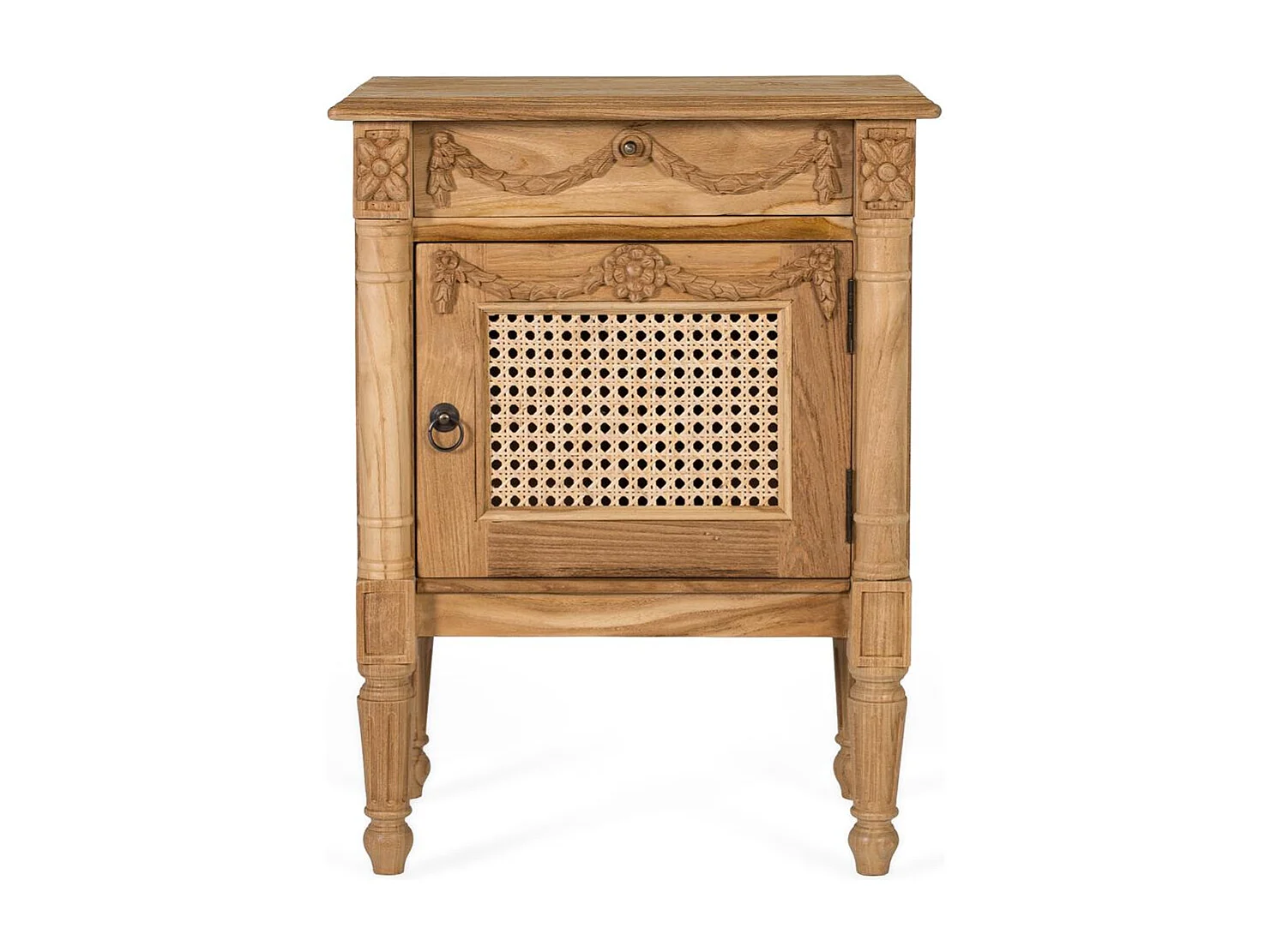 Table d'appoint en teck massif avec finition naturelle