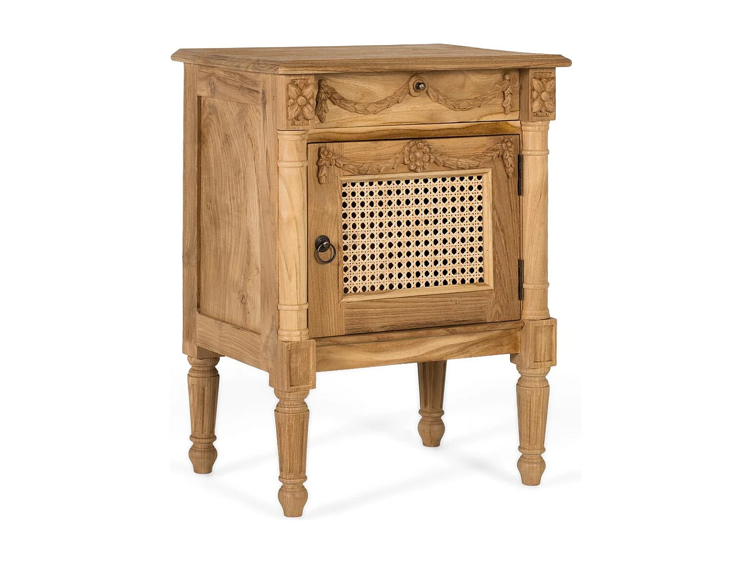 Table d'appoint en teck massif avec finition naturelle