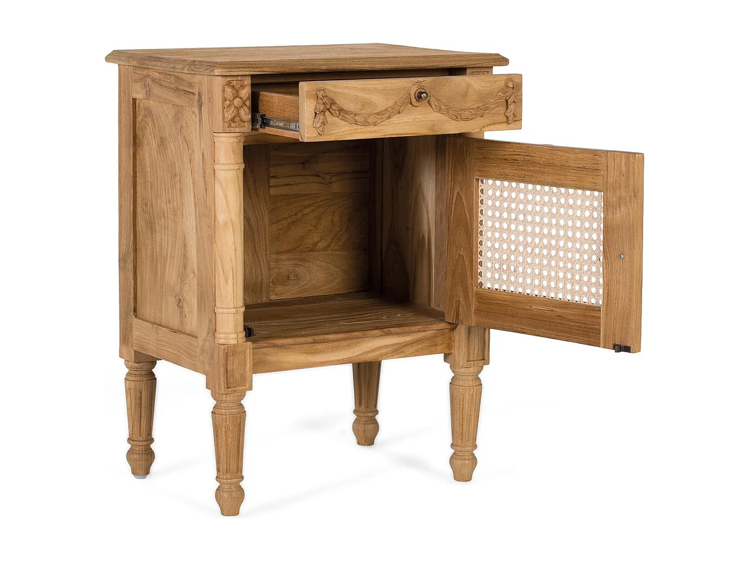 Table d'appoint en teck massif avec finition naturelle