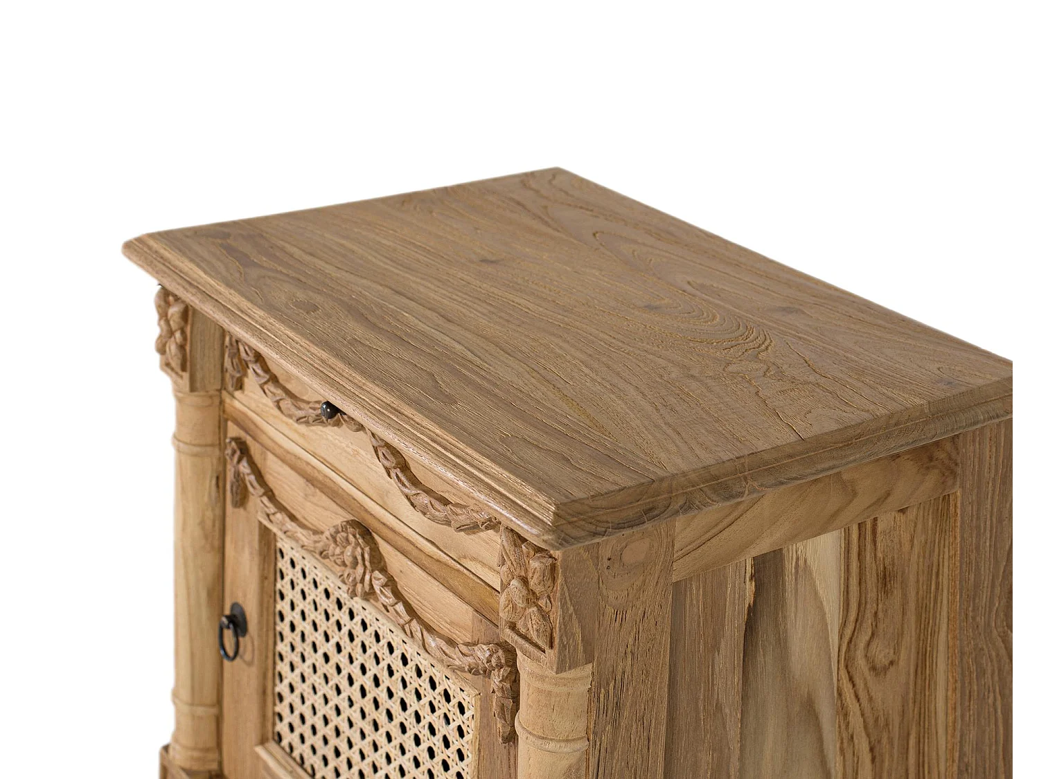 Table d'appoint en teck massif avec finition naturelle