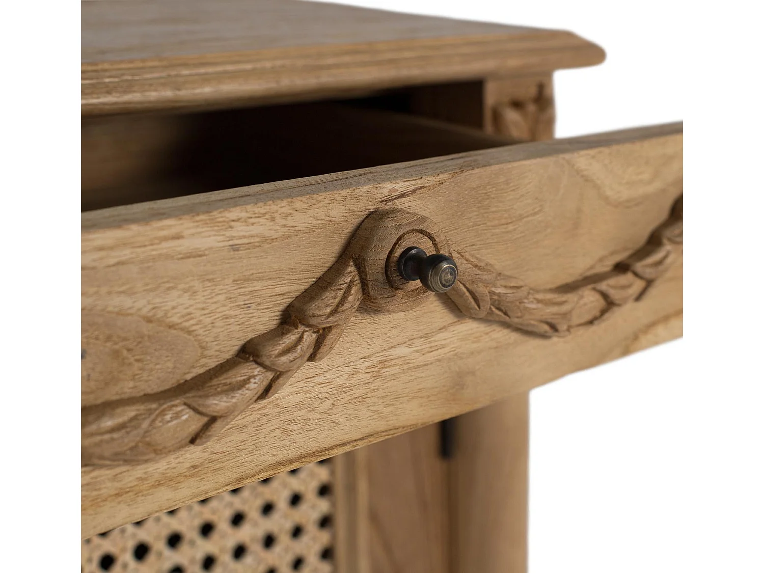 Table d'appoint en teck massif avec finition naturelle