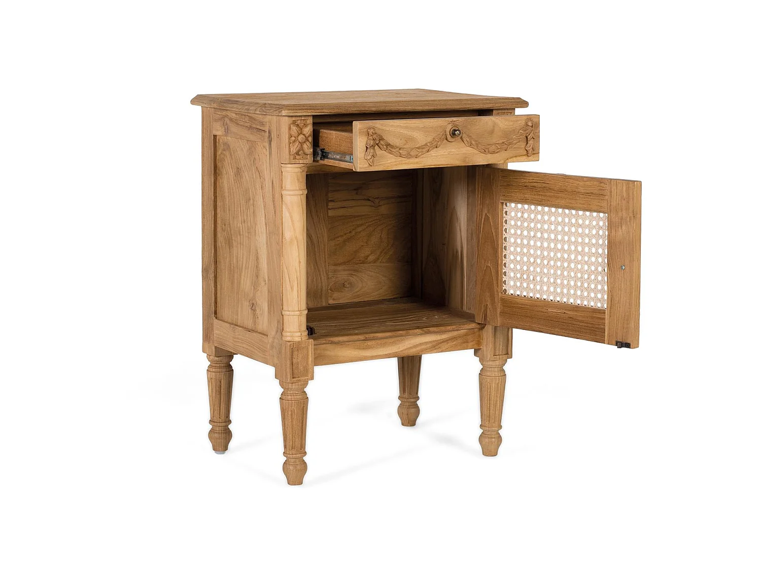 Sidebord i massiv teak med naturlig finish