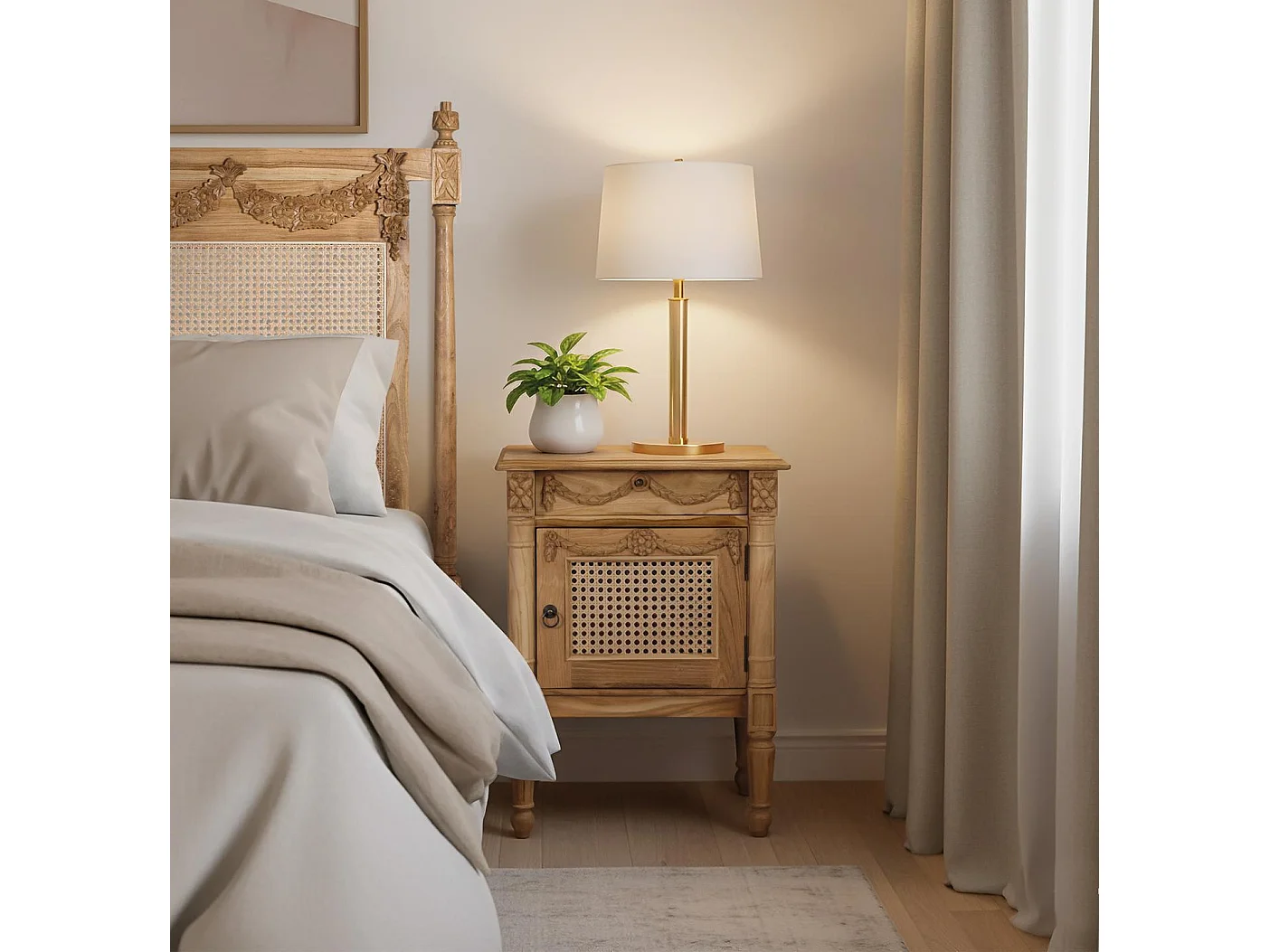 Sidebord i massiv teak med naturlig finish