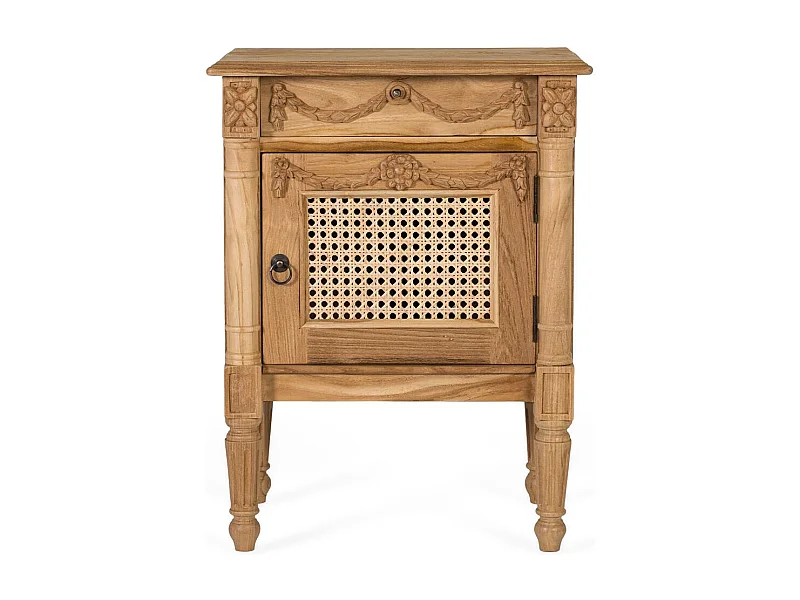 Table d'appoint en teck massif avec finition naturelle