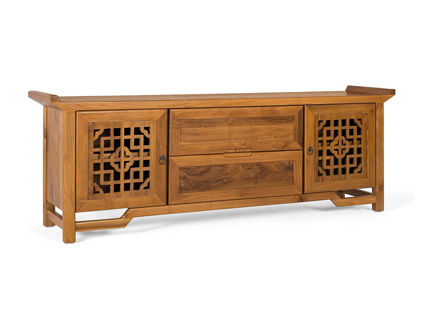 TV-Schrank aus massivem Teakholz mit zwei Türen 180 cm