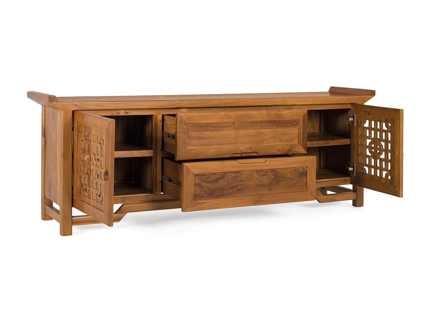 TV-Schrank aus massivem Teakholz mit zwei Türen 180 cm