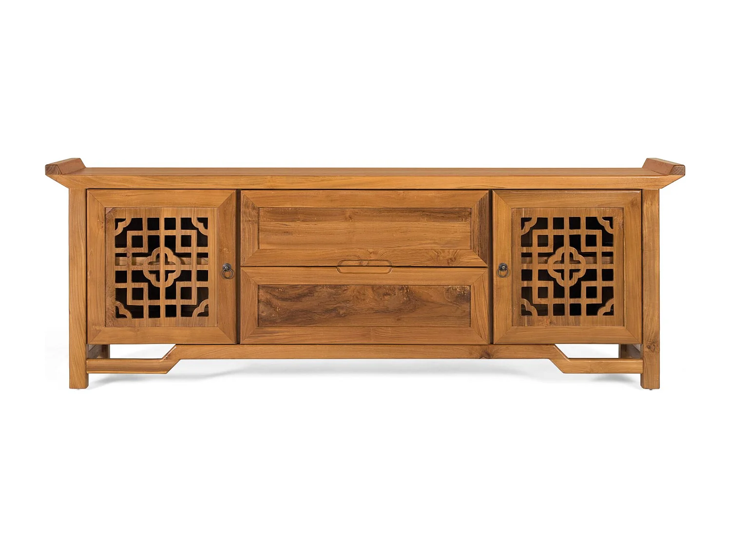 TV-Schrank aus massivem Teakholz mit zwei Türen 180 cm