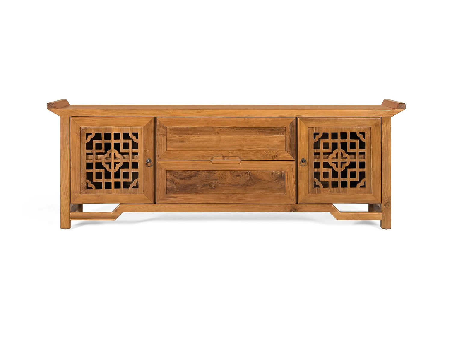 TV-Ständer aus Teakholz, 180 cm, orientalischer Kolonialstil – 60 x 180 x 38 cm