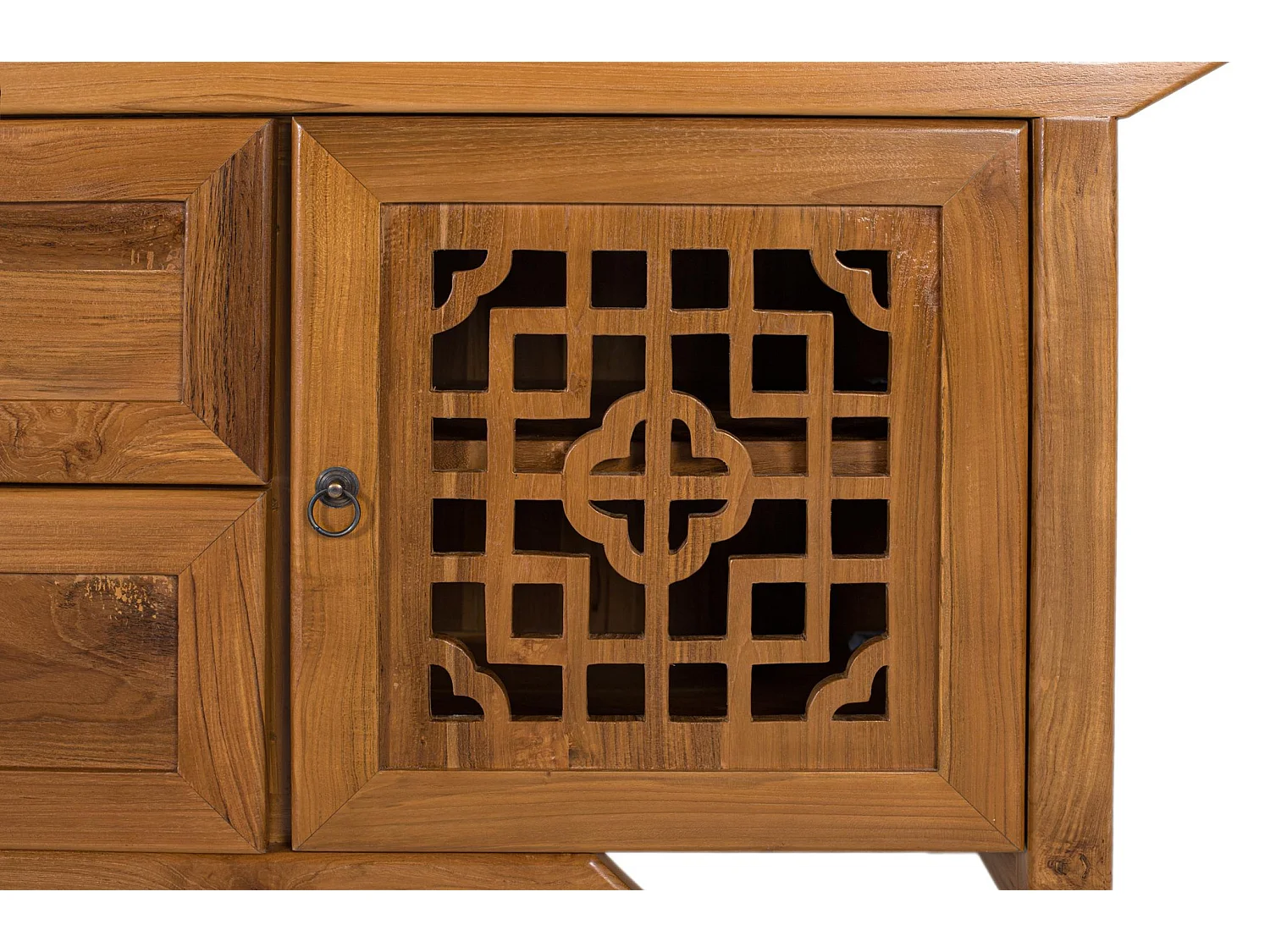 TV-Ständer aus Teakholz, 180 cm, orientalischer Kolonialstil – 60 x 180 x 38 cm