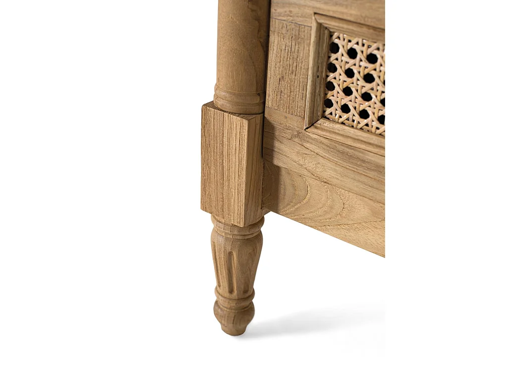 Kommode i massiv teak med tre nettingskuffer, 80 cm