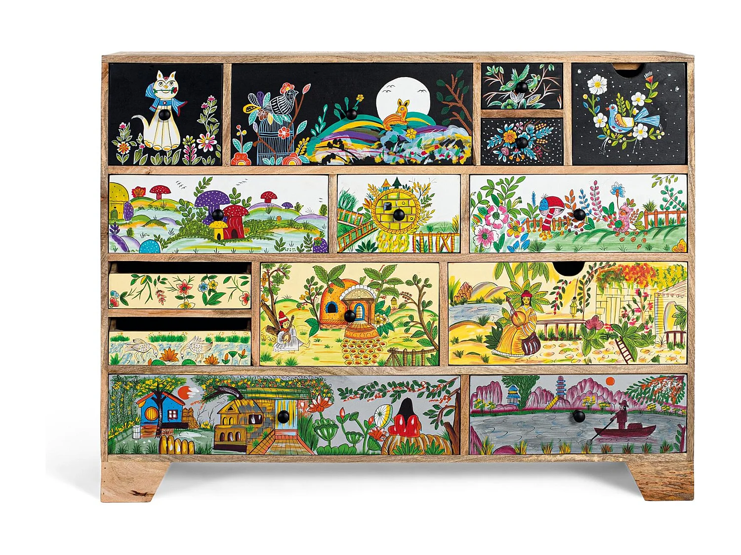 Kommode aus Mangoholz im Ethno-Stil 120 cm