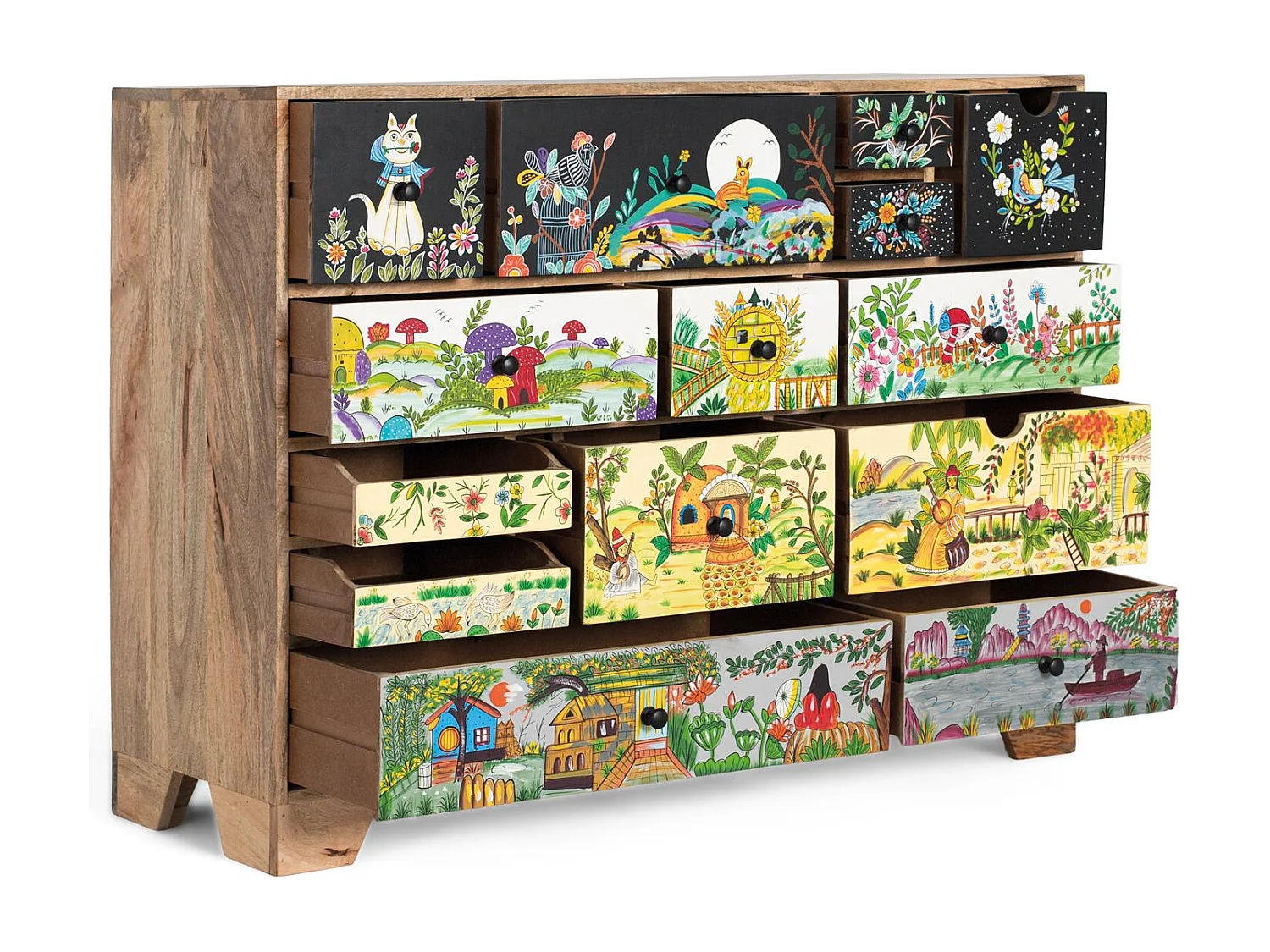 Kommode aus Mangoholz im Ethno-Stil 120 cm