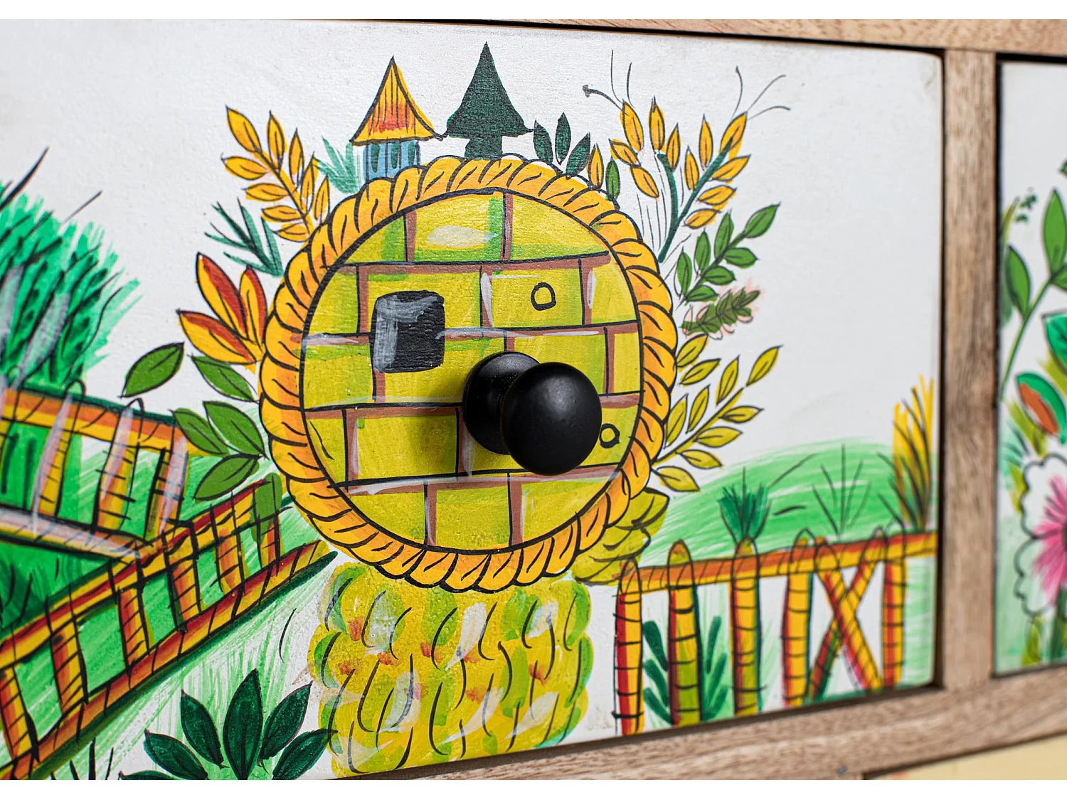 Commode en bois de manguier de style ethnique 120 cm