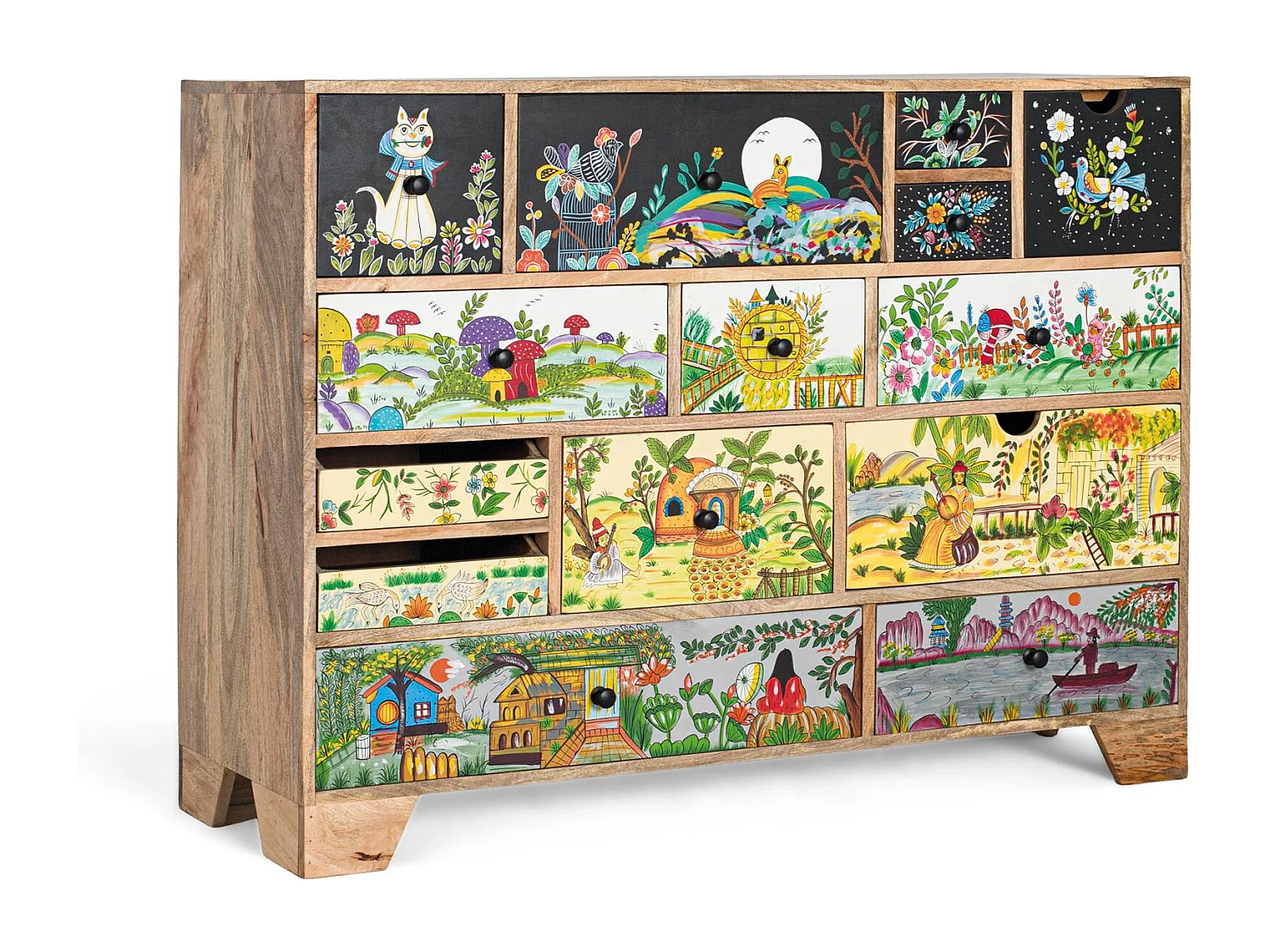 Commode en bois de manguier de style ethnique 120 cm