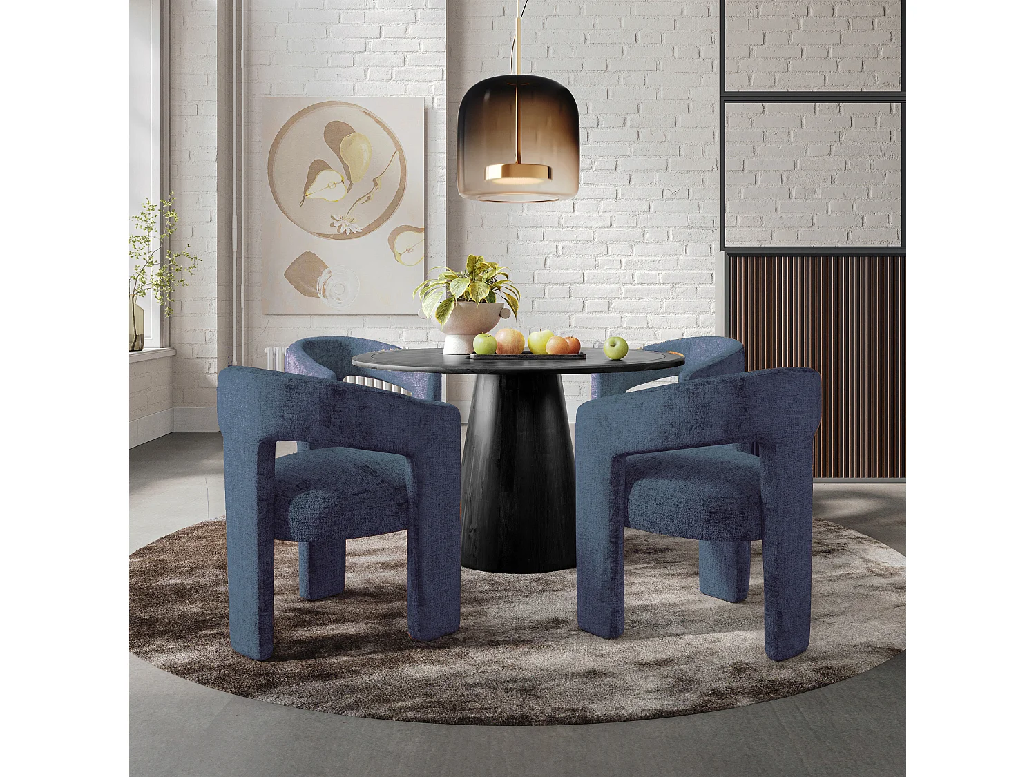 Chaise 62x75x58 cm bleue Leith LET71NB