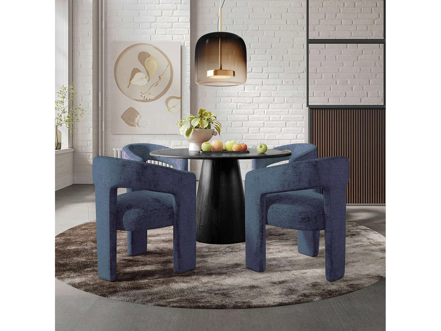 Chaise 62x75x58 cm bleue Leith LET71NB