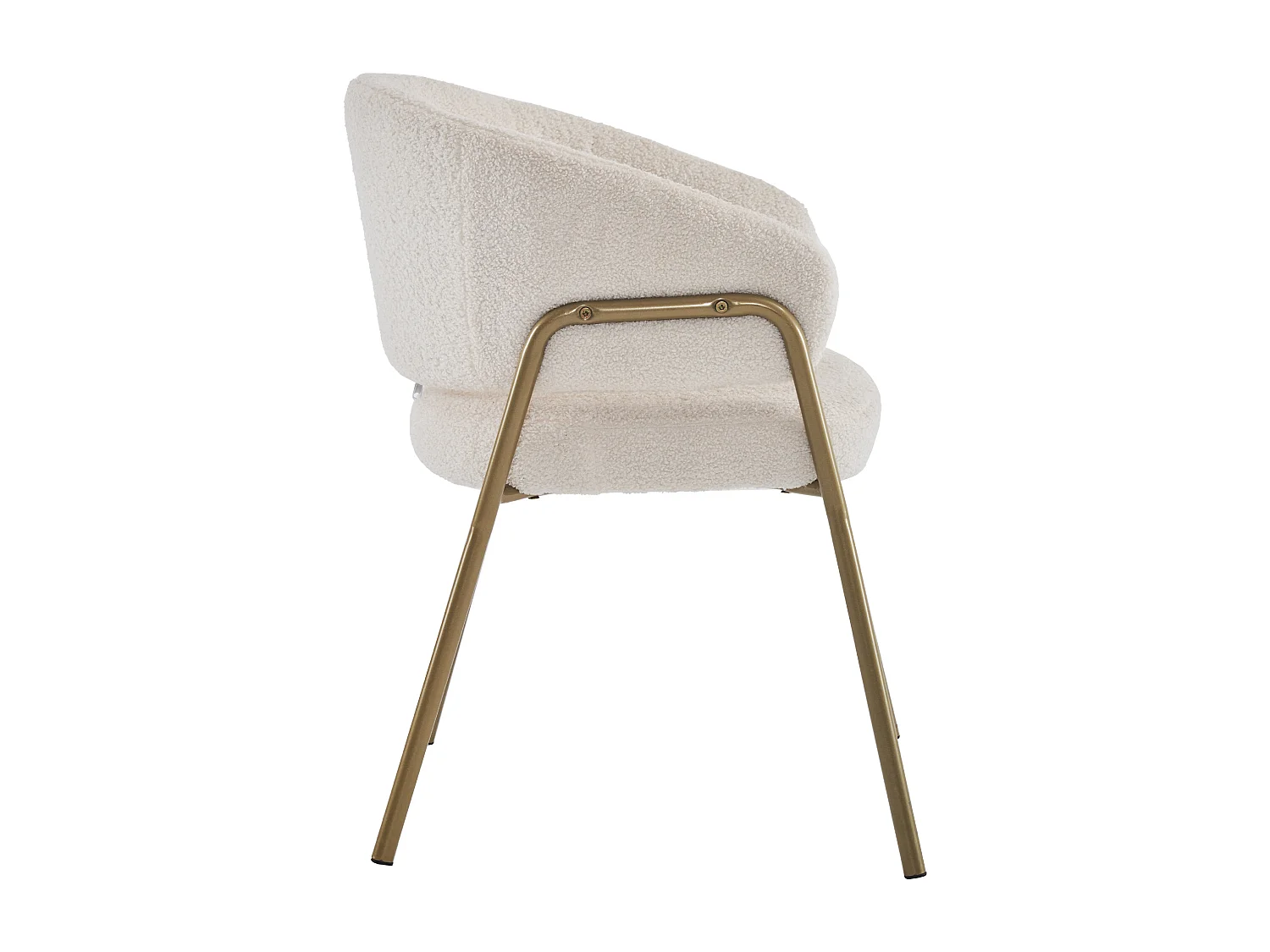 Lot de 2 chaises avec pieds en métal doré - Tissu pelucheux imitation laine - Blanc