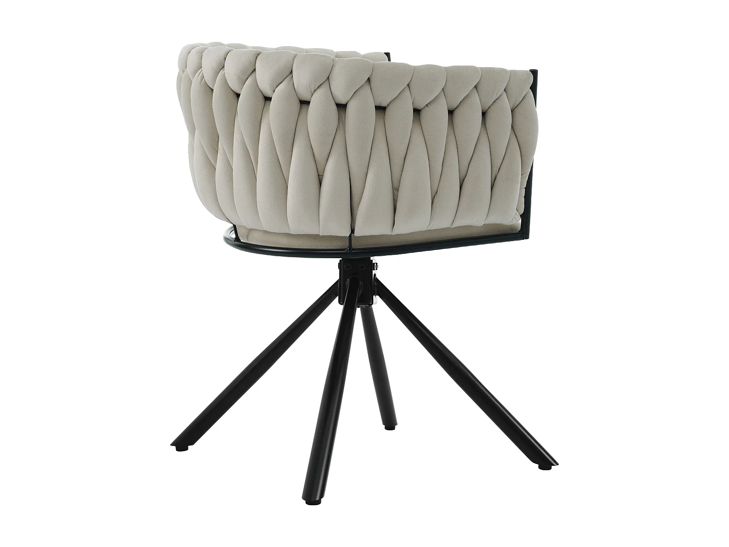 Lot de 2 chaises pivotant avec pieds en métal noir - Tissu velours - Beige