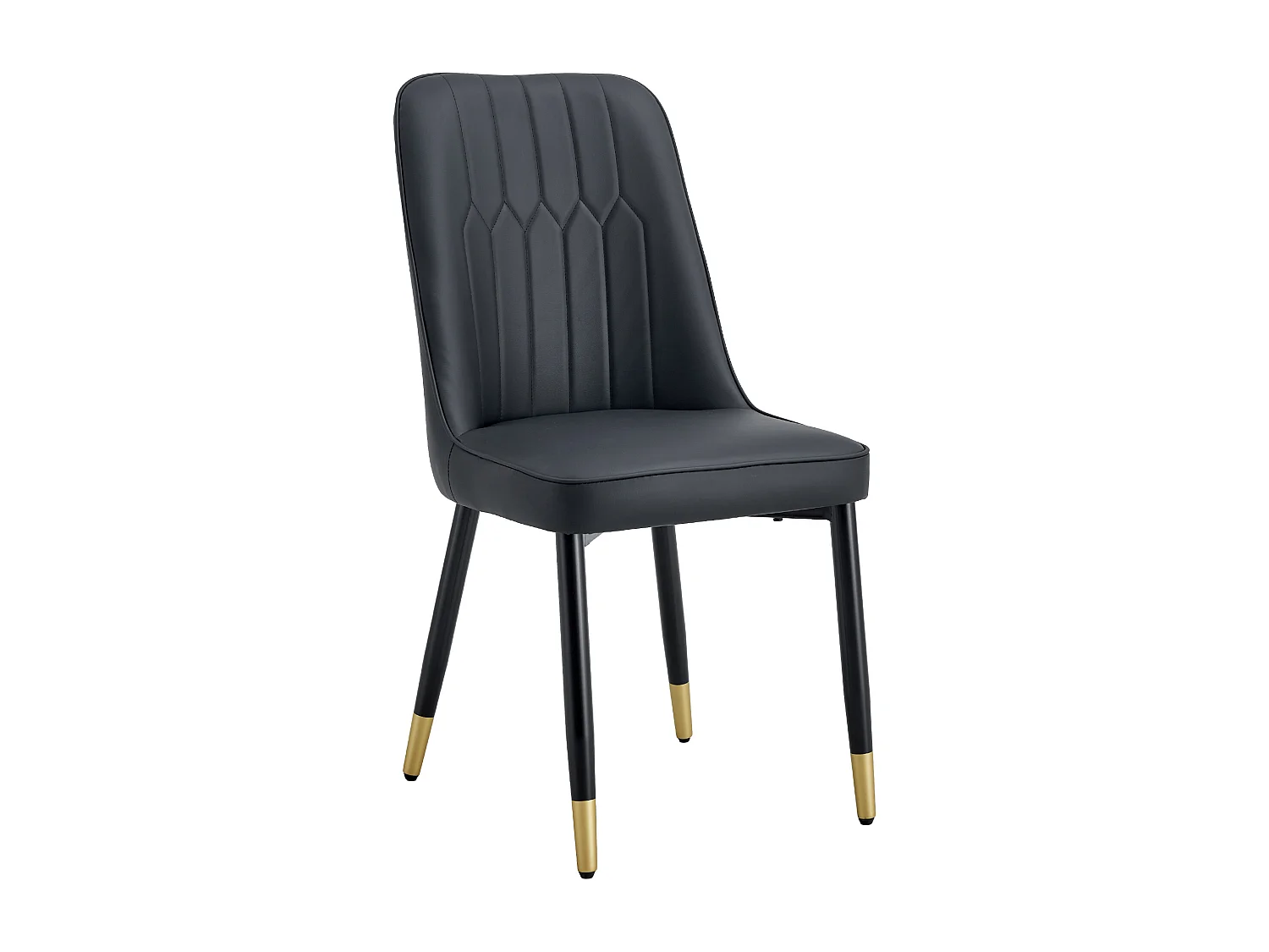 Lot de 2 chaises , pieds en métal noir, PU noir