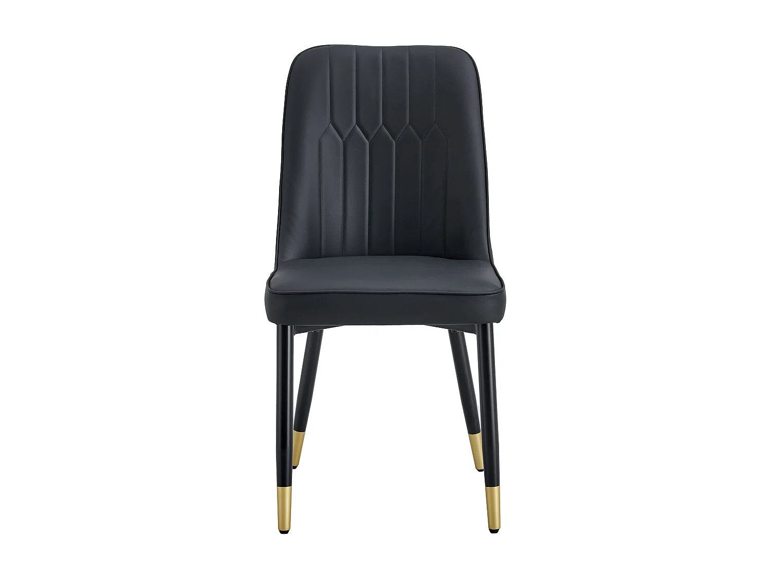 Lot de 2 chaises , pieds en métal noir, PU noir