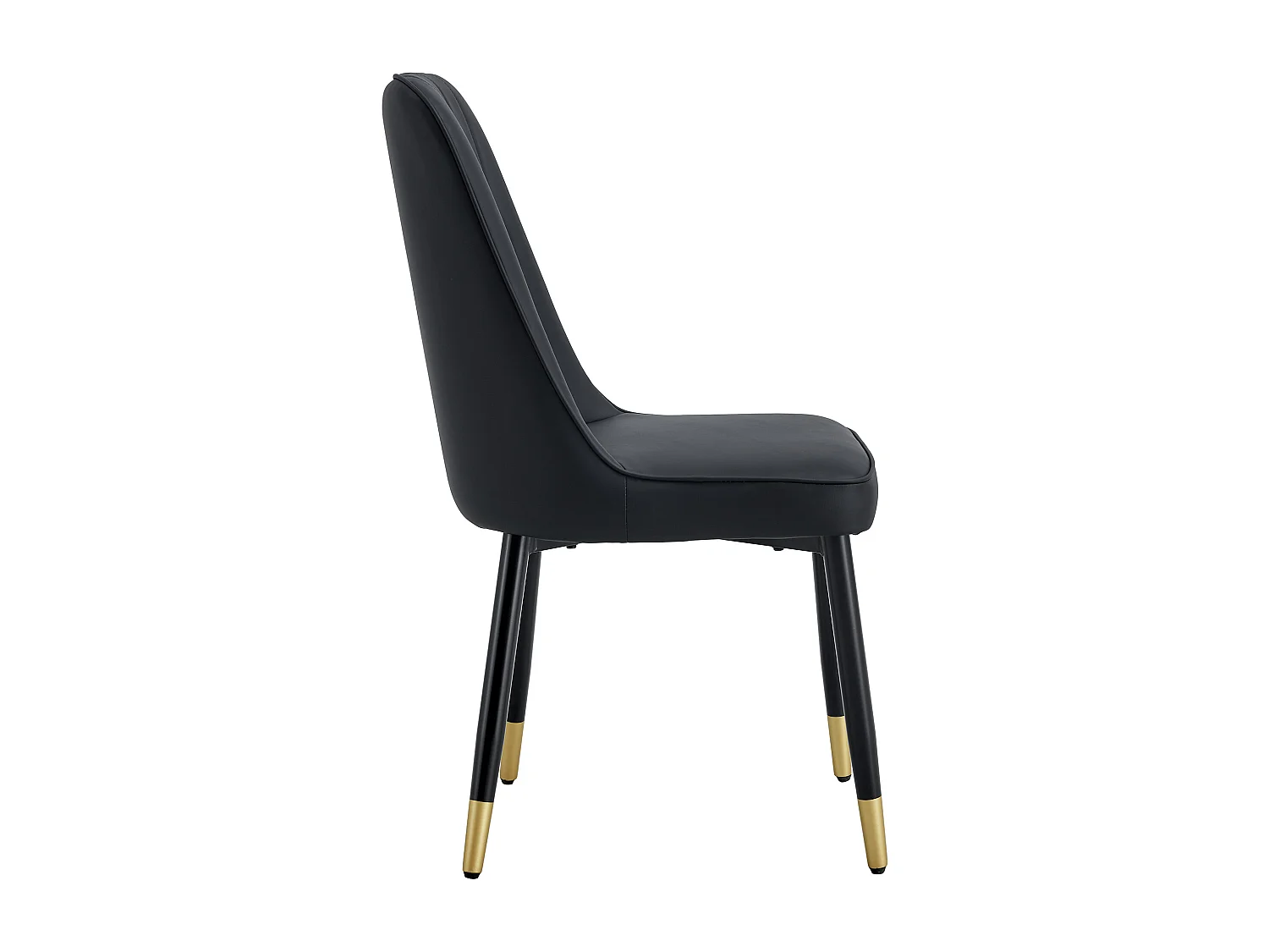 Lot de 2 chaises , pieds en métal noir, PU noir